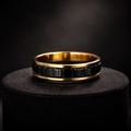 Black Onyx Princess-Cut 18K Gold Plated Stainless Ring