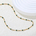 Emerald Dainty Bead Chain Necklace