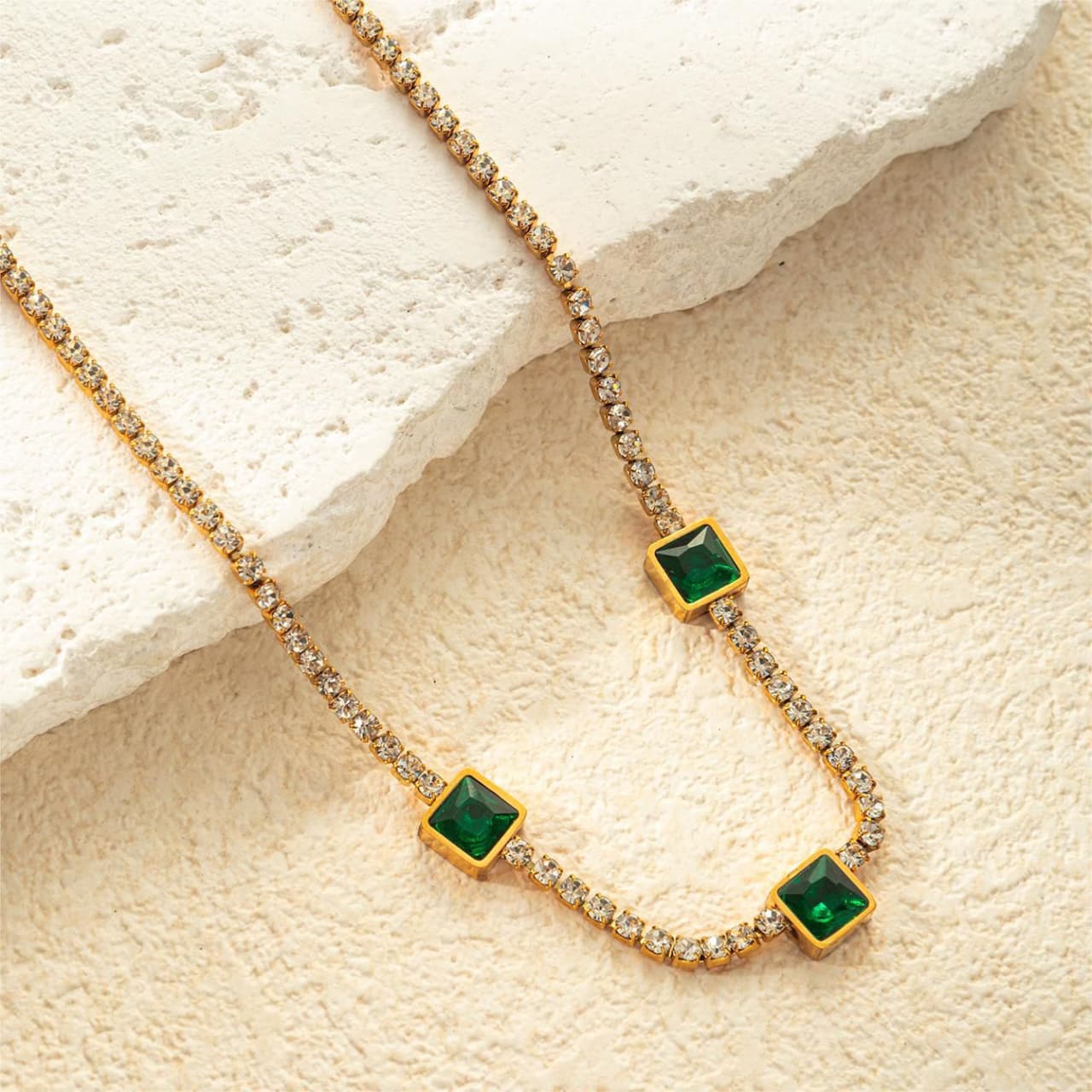 Emerald Trio Tennis Necklace