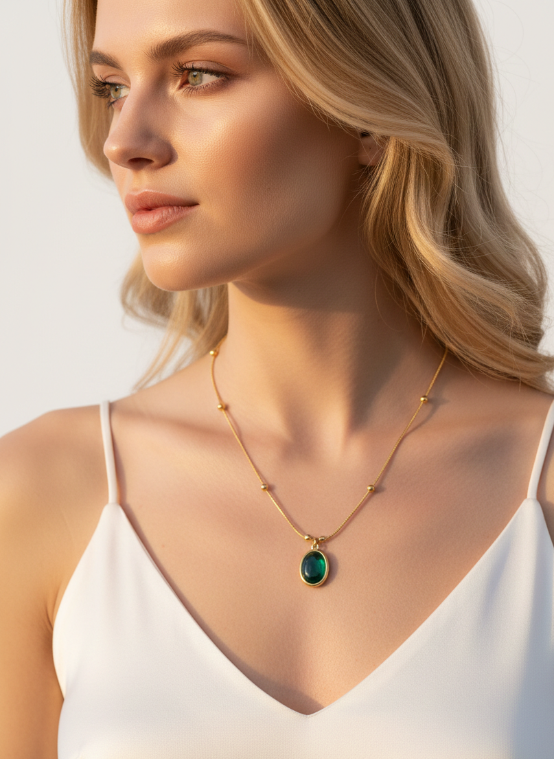 Oval Emerald Necklace