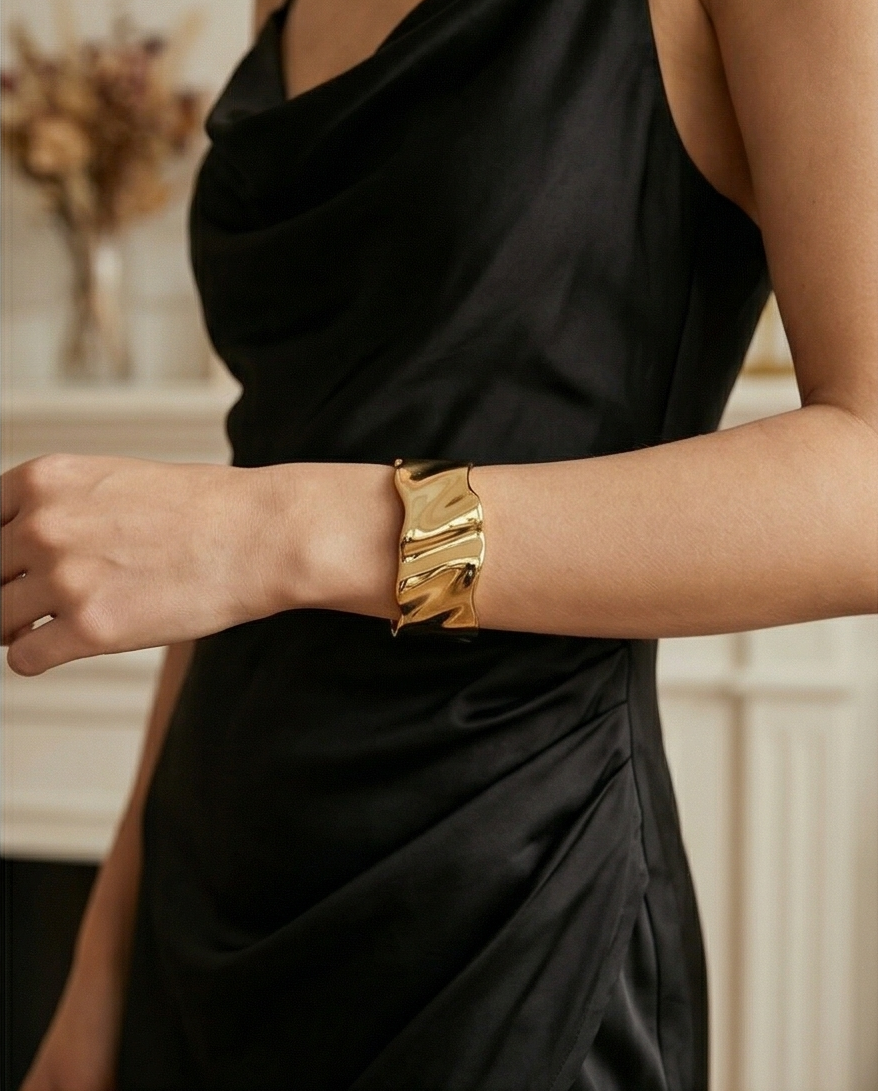 Molten Gold Wave Bangle