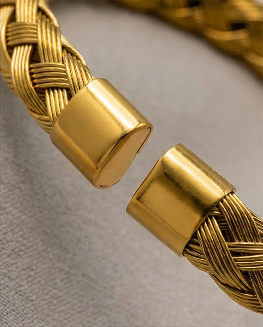 Elegant Braided Gold Wire Cuff