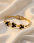 Butterfly Charm Black Enamel Bangle