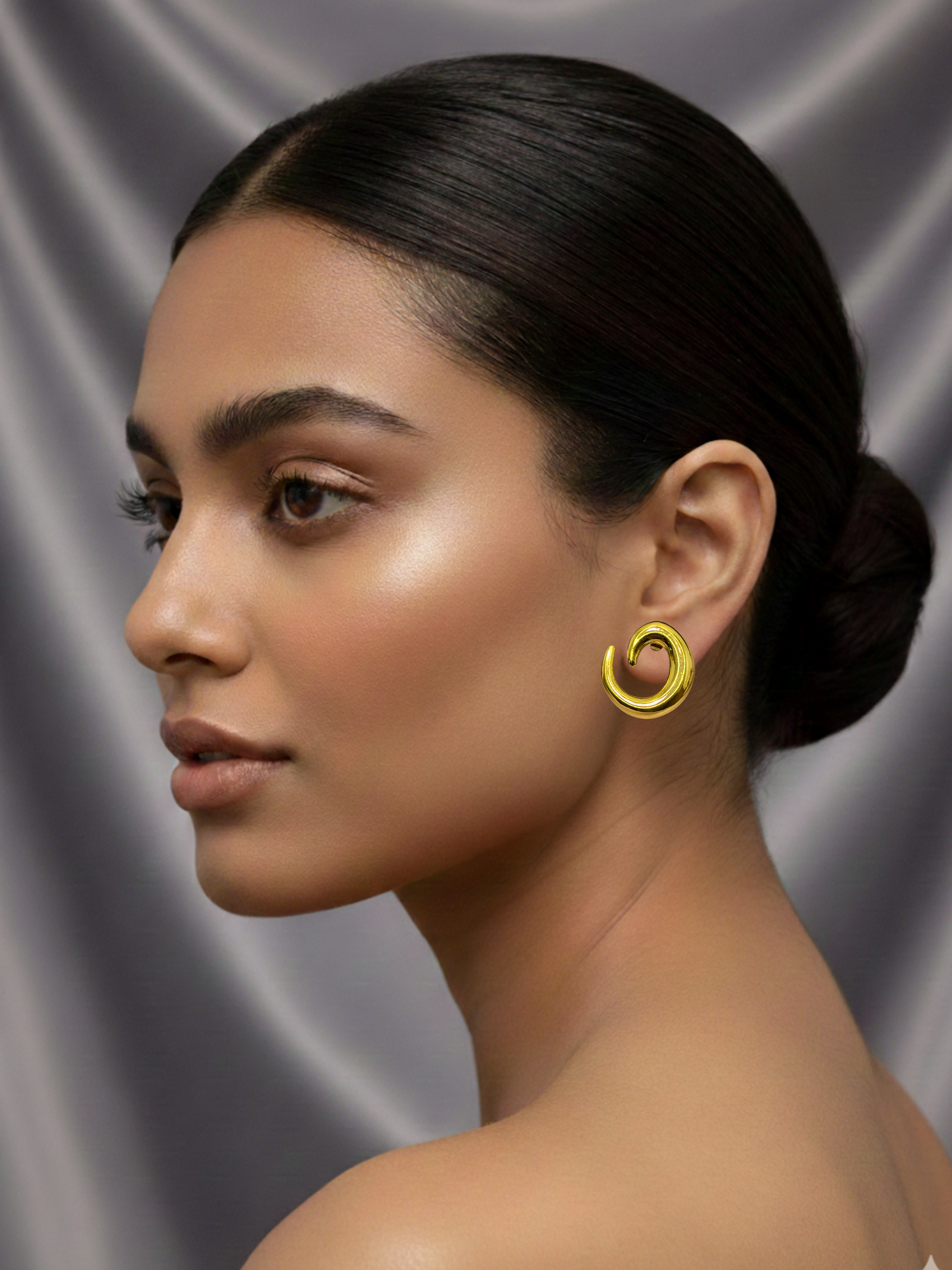 Crescent Gold Hoop Earrings