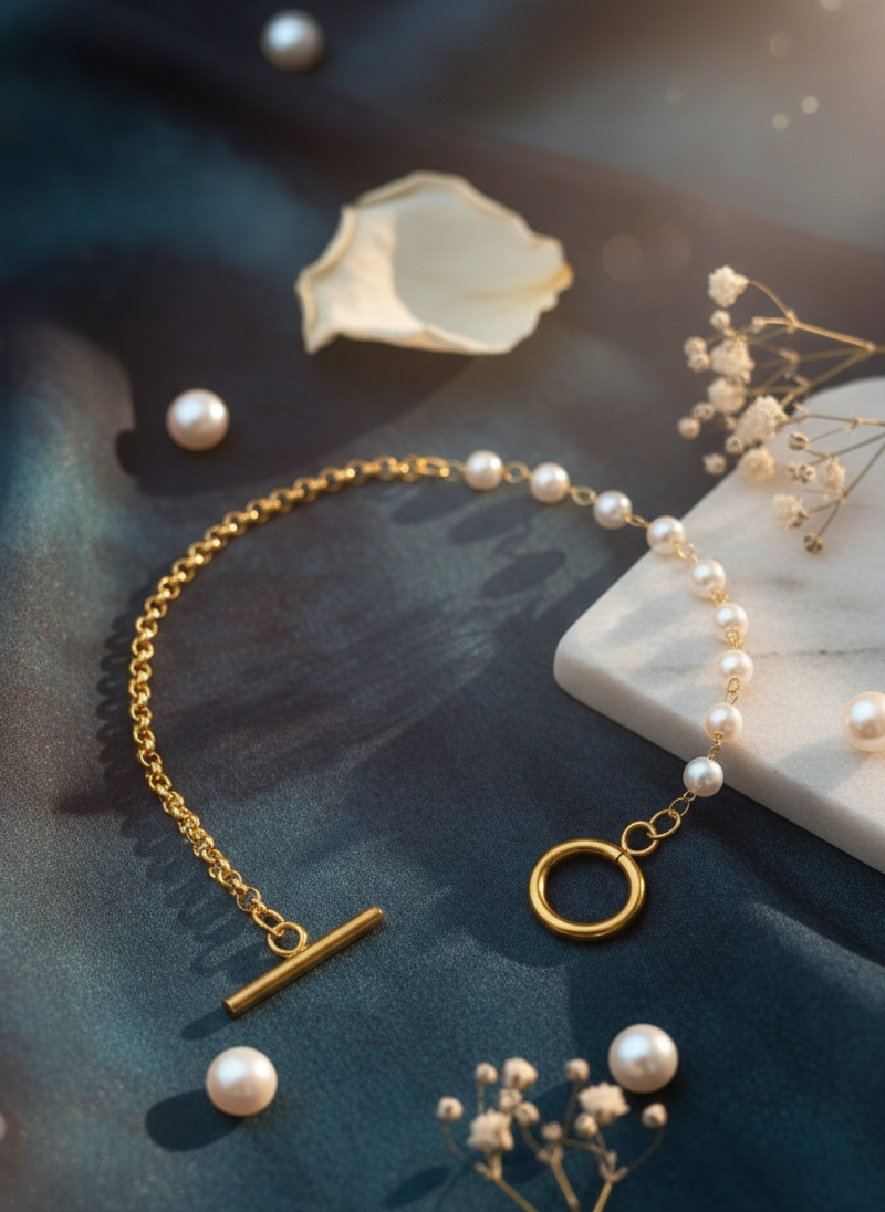 Luxe Pearl & Gold Toggle Bracelet