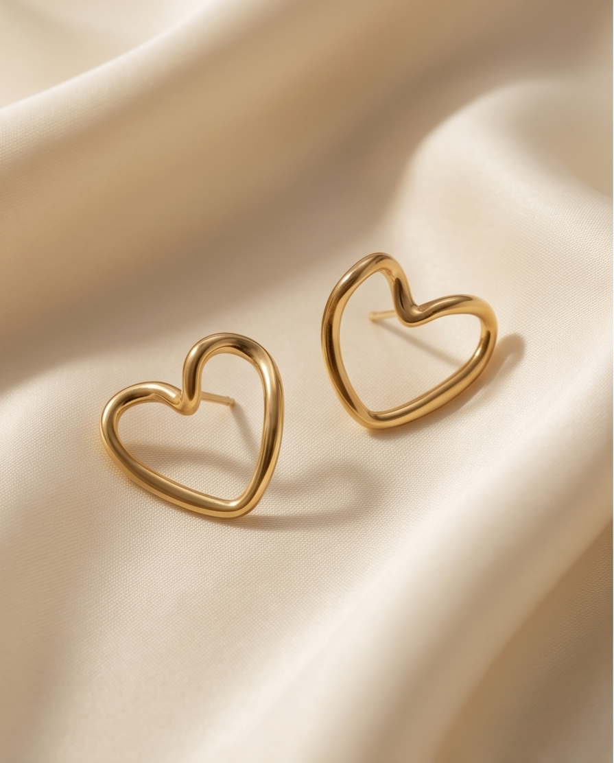 Melted Gold Heart Earrings