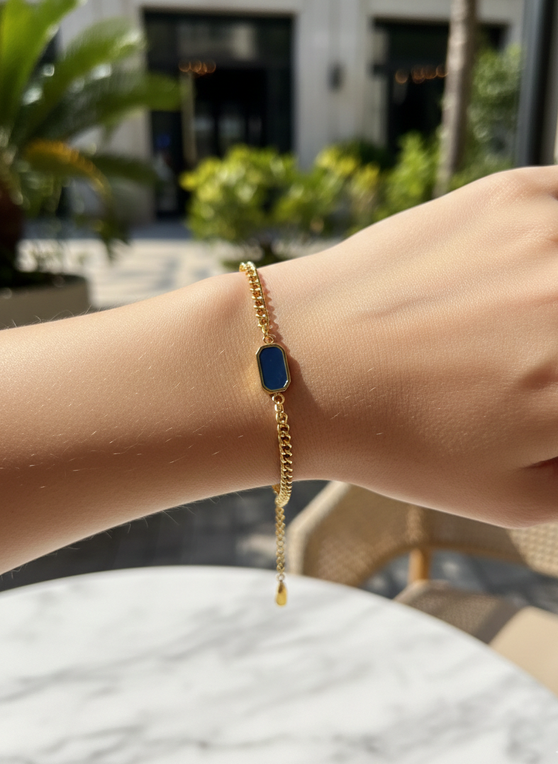 Midnight Azure Curb Chain Bracelet