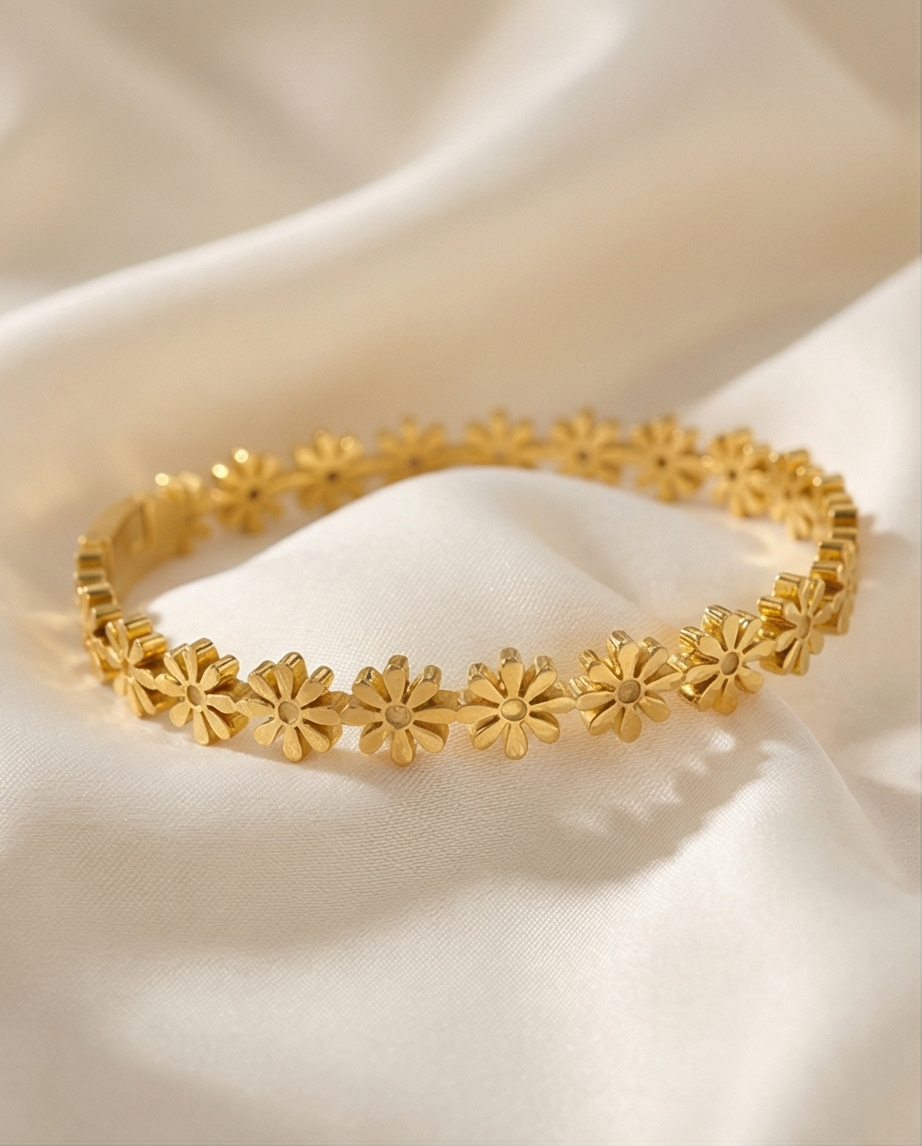 Daisy Flower Hand Cuff Bracelet