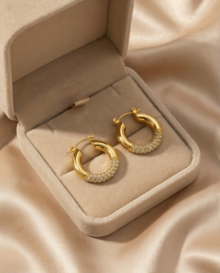 Crystal Hoops Earring