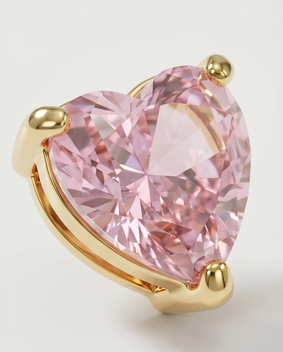 Rosé Heart Zirconia Studs