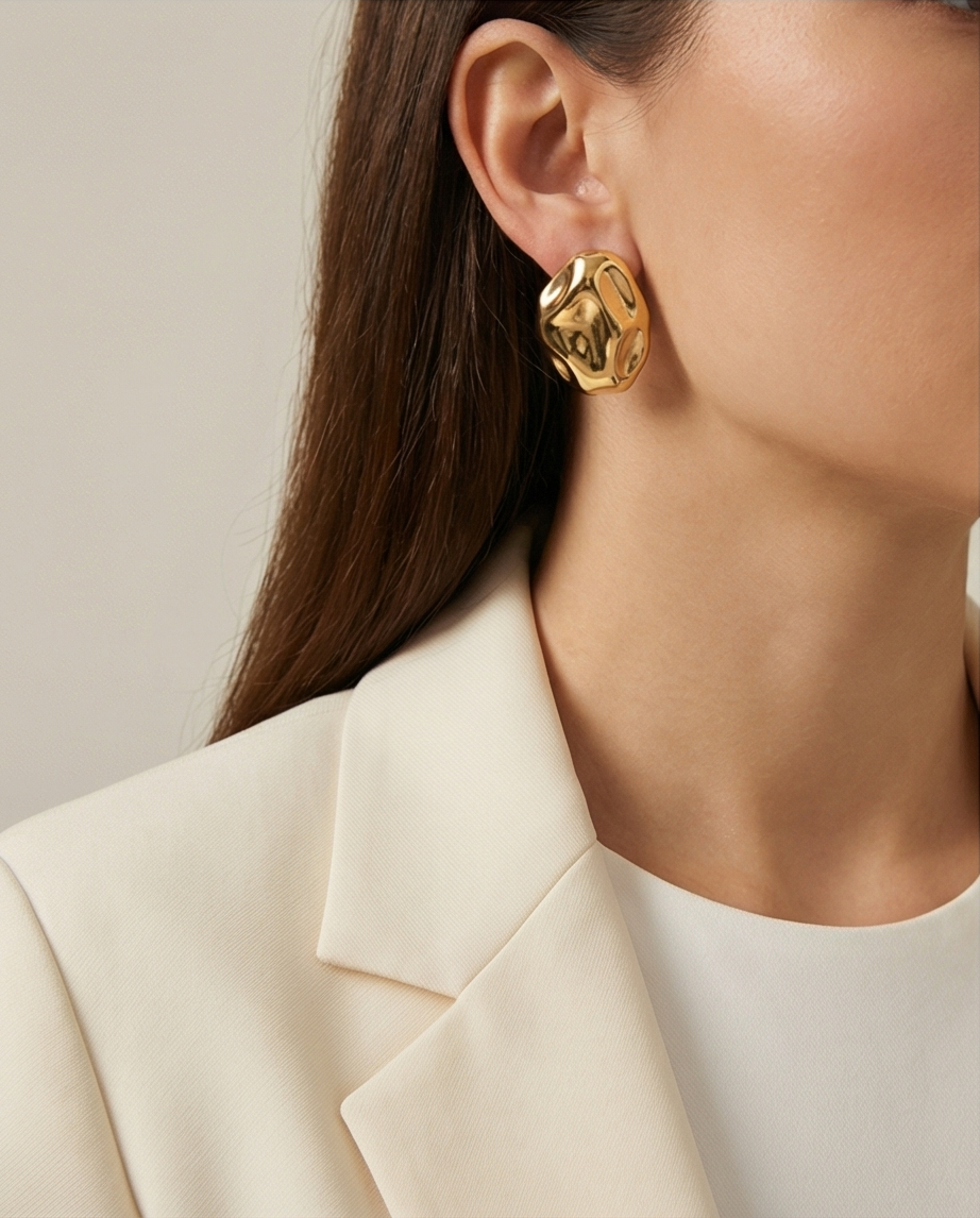 Molten Gold Stud Earrings