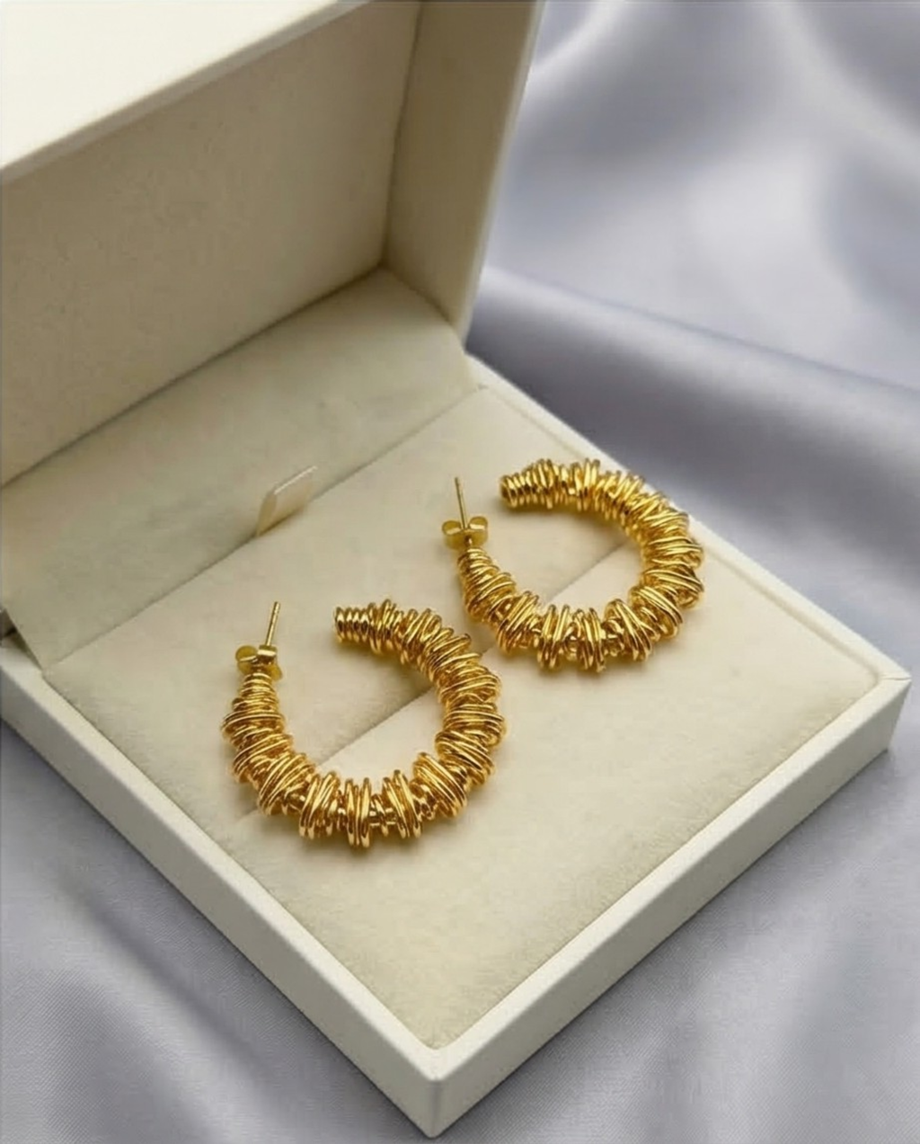 Wavy Gold Hoops Earrings