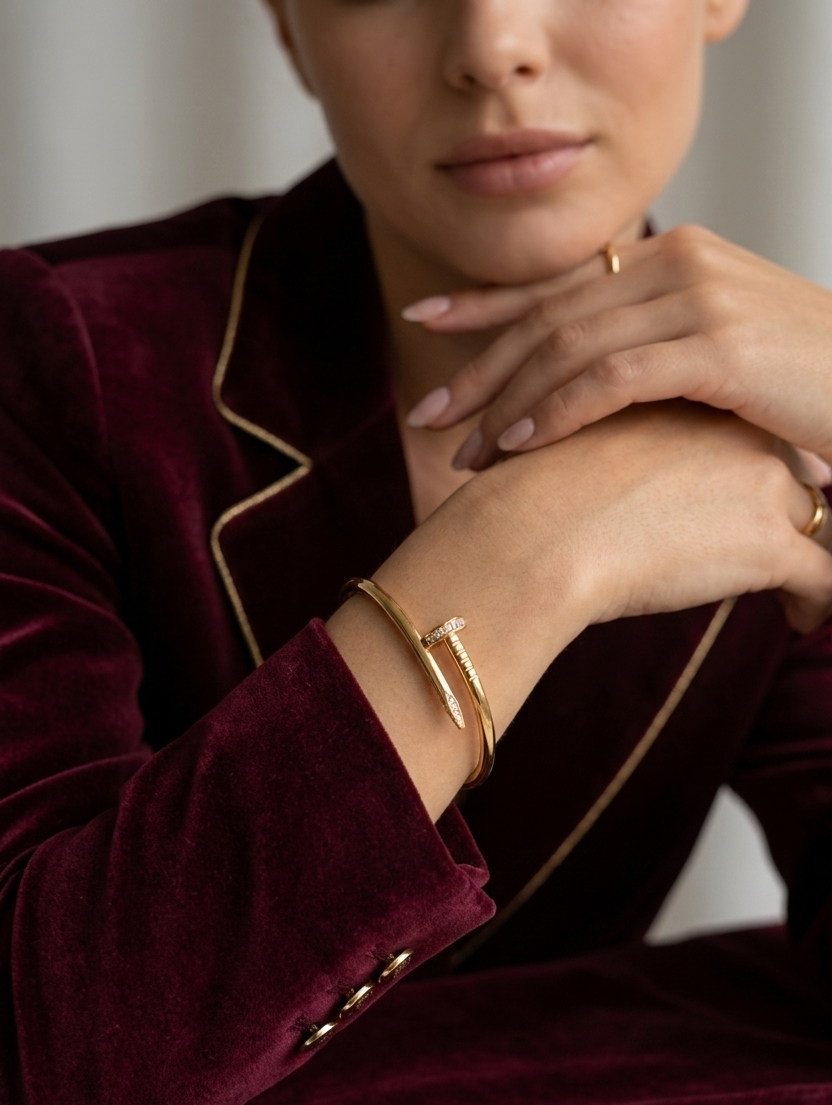 Crystal-Embellished Nail Bracelet