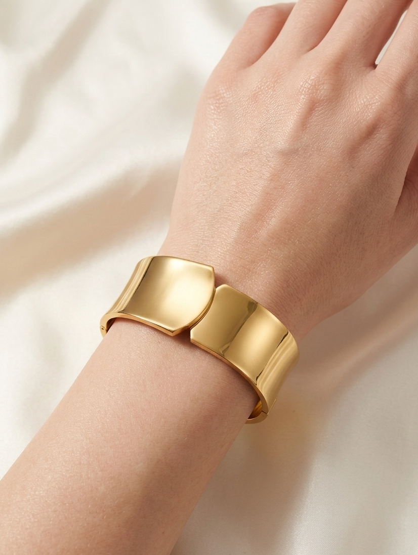 Sculptural Wide Gold Cuff