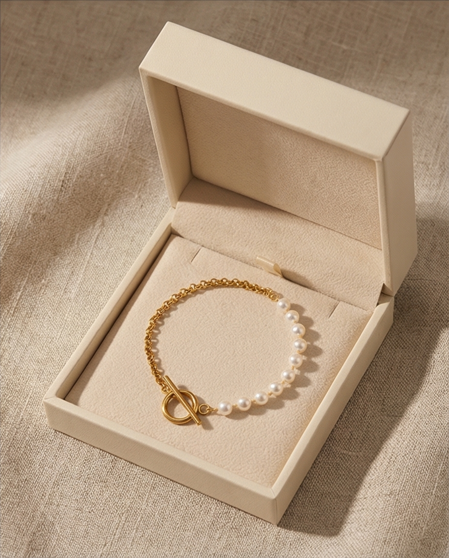 Luxe Pearl & Gold Toggle Bracelet