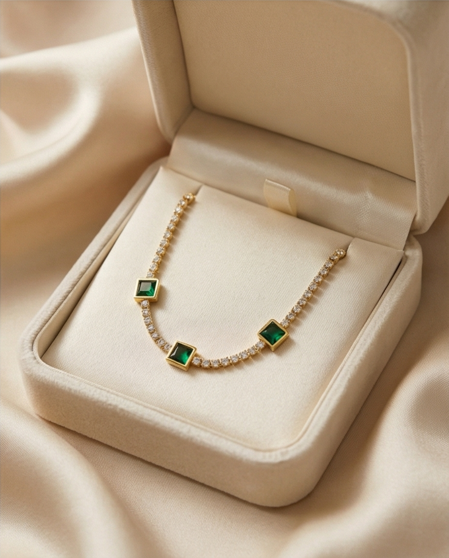 Emerald Trio Tennis Necklace