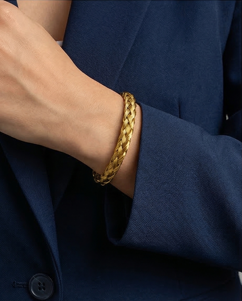Elegant Braided Gold Wire Cuff