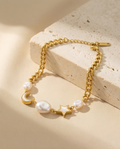 Celestial Pearl Curb Chain Bracelet