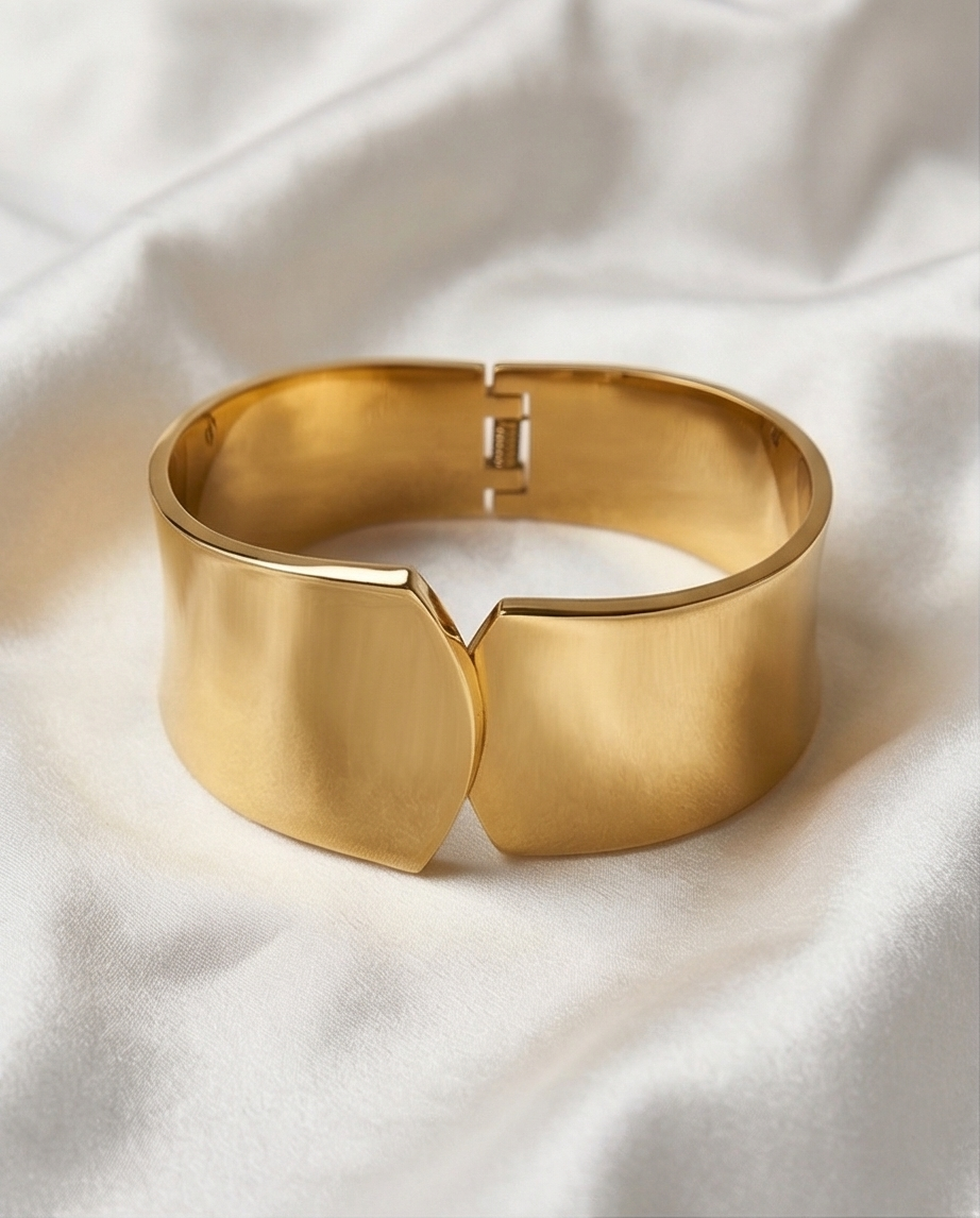 Sculptural Wide Gold Cuff