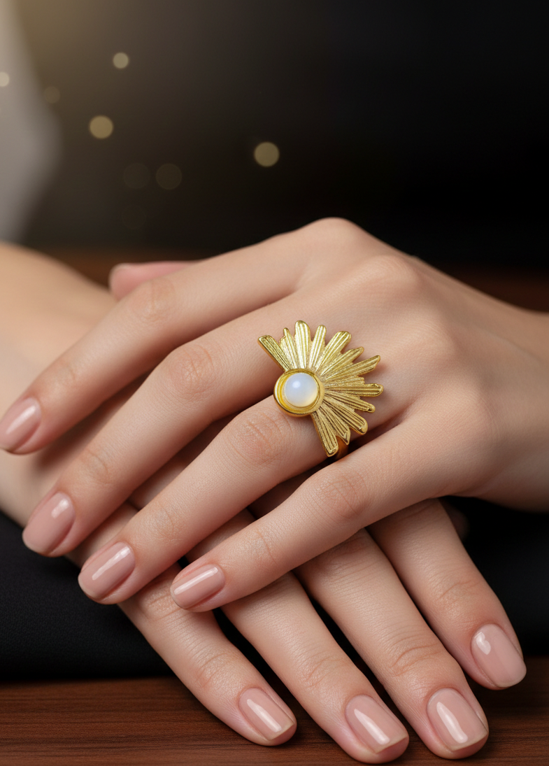 Sunburst Pearl Cocktail Ring
