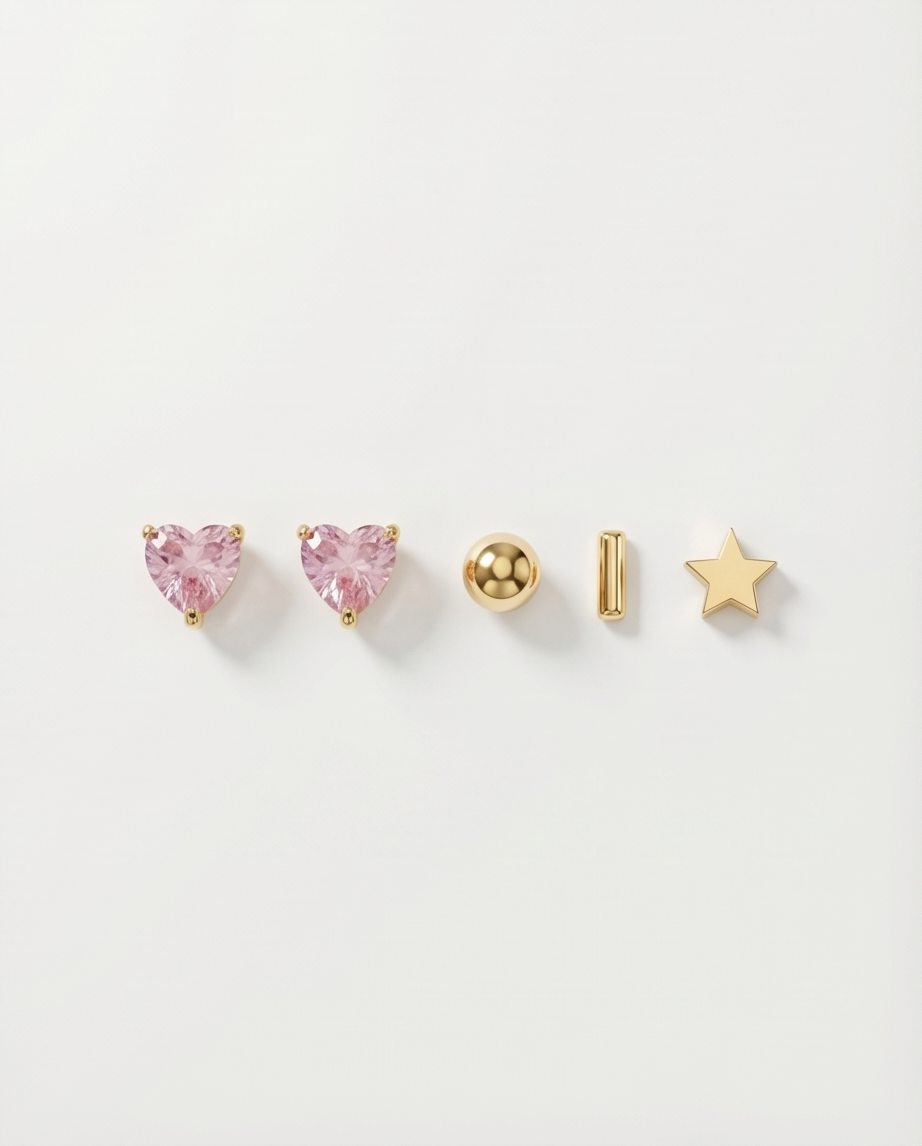 Rosé Heart Zirconia Studs