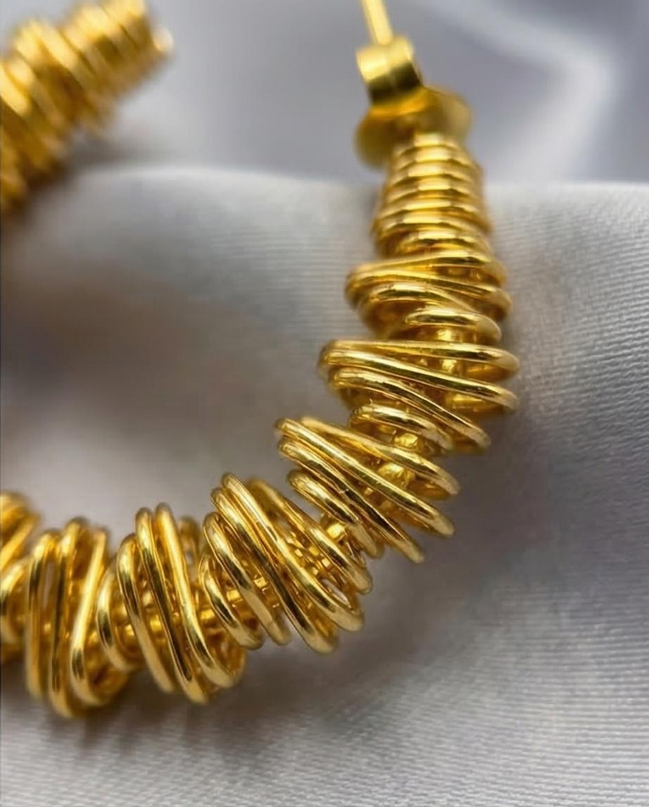 Wavy Gold Hoops Earrings
