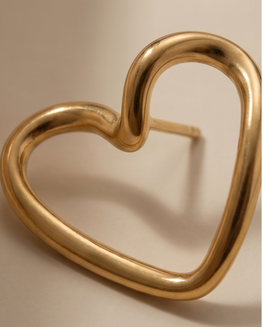 Melted Gold Heart Earrings