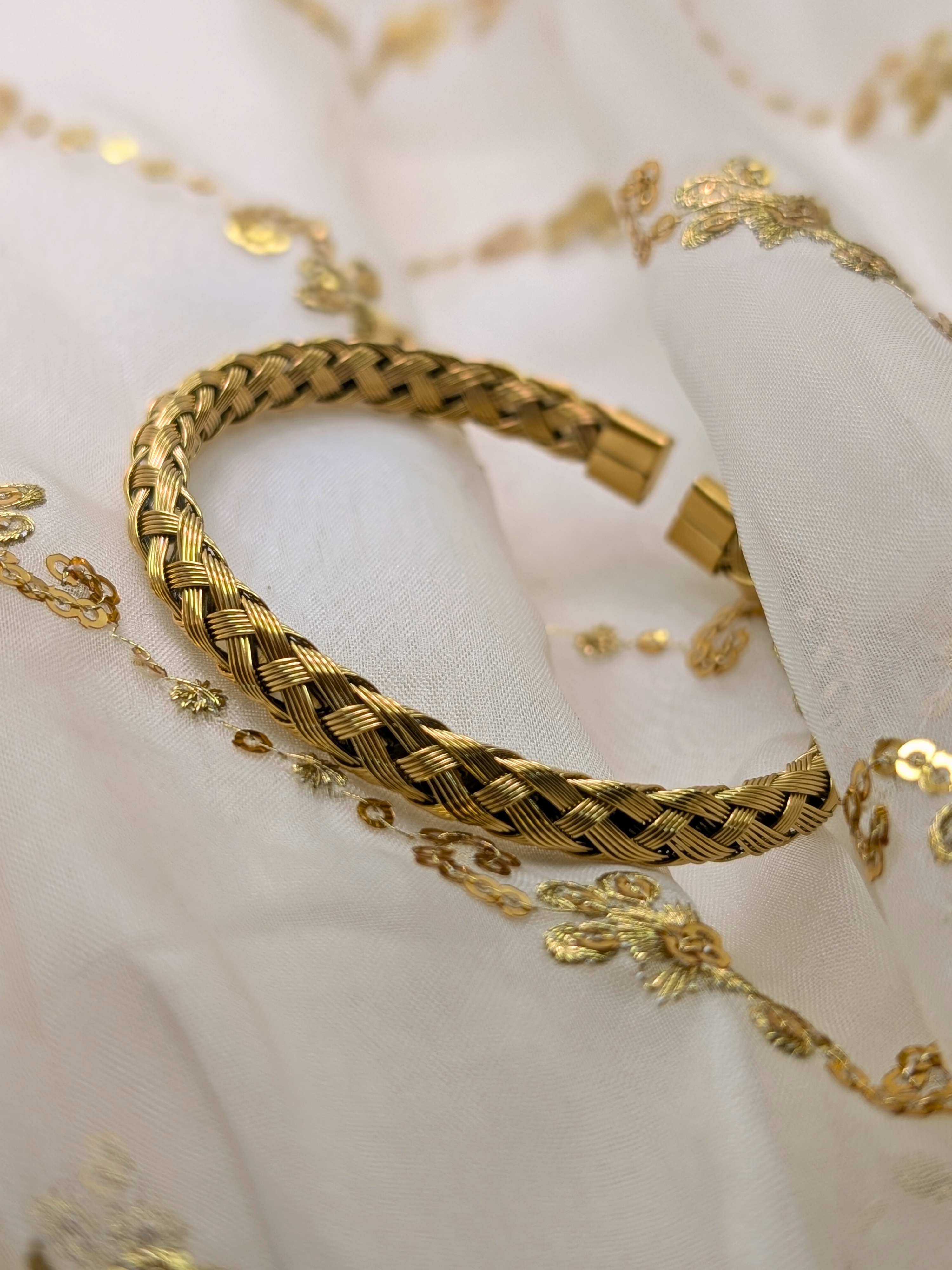Elegant Braided Gold Wire Cuff