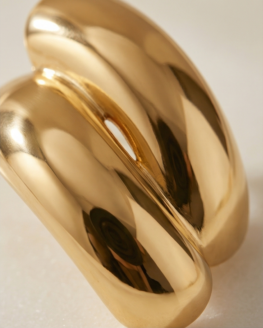 Double-Bar Curved Gold Studs