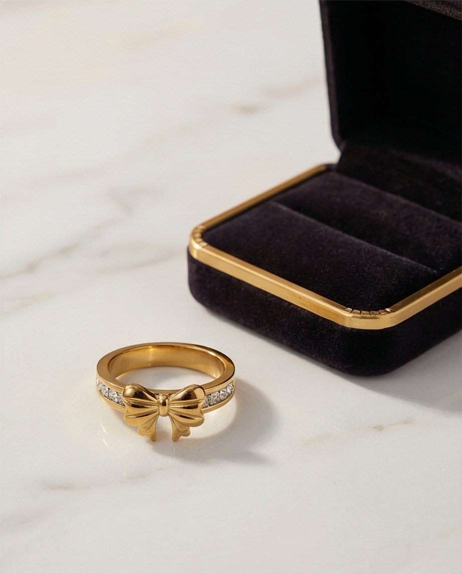 Crystal-Embellished Bow Ring