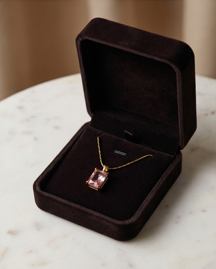 Rose Quartz Emerald-Cut Pendant