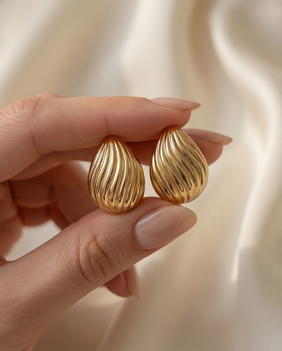 Golden Swirl Dome Earrings