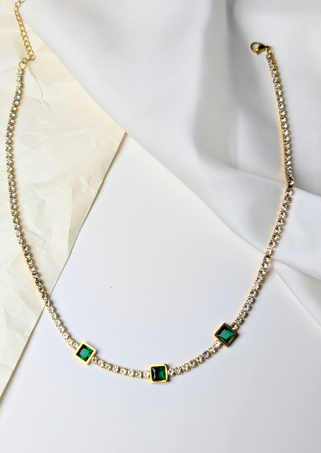 Emerald Trio Tennis Necklace