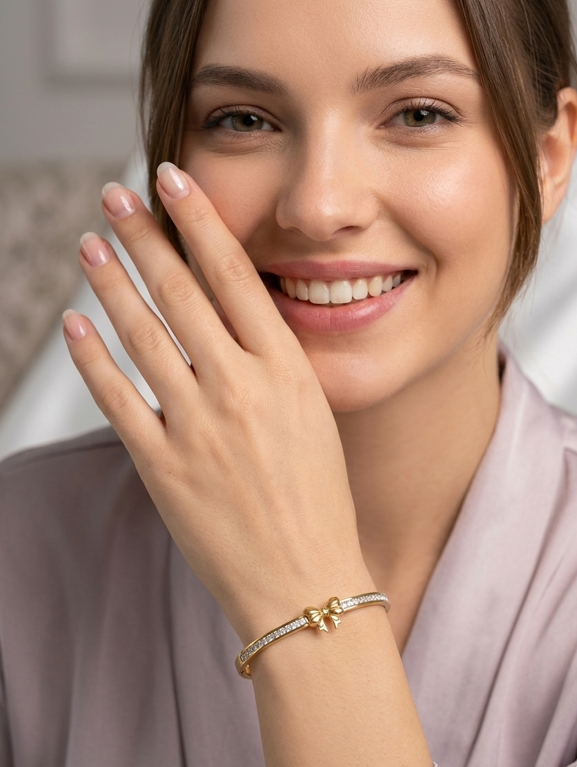 Crystal Bow Hand Cuff