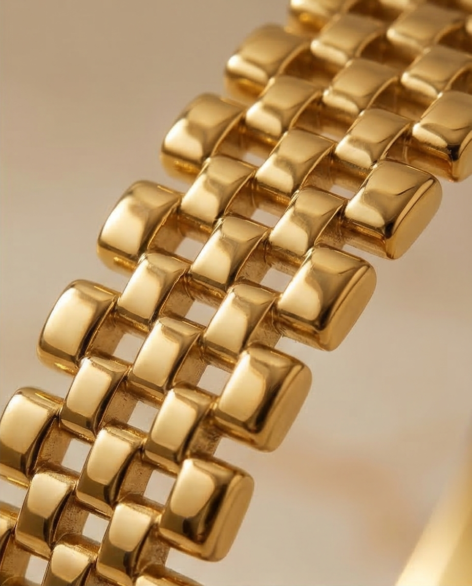 Golden Textured Link Bangle