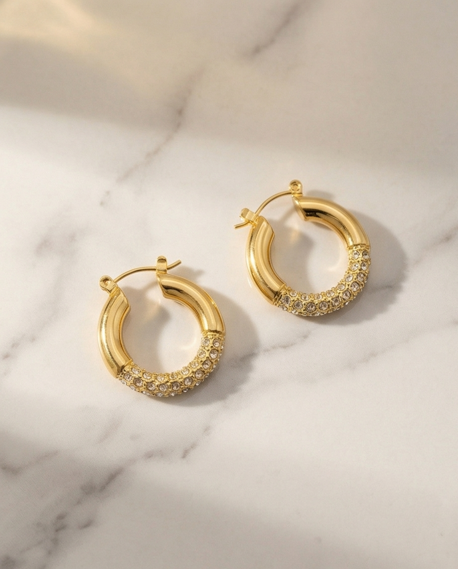Crystal Hoops Earring