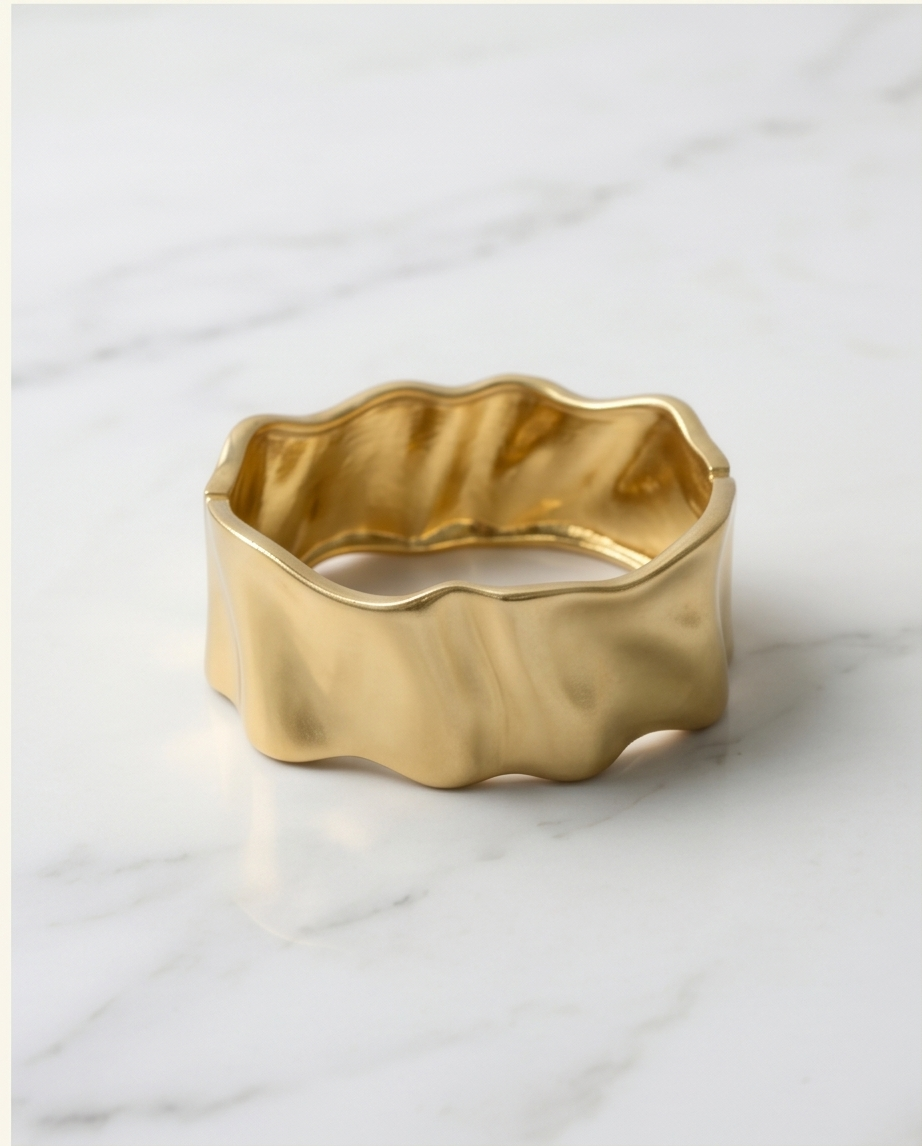 Molten Gold Wave Bangle