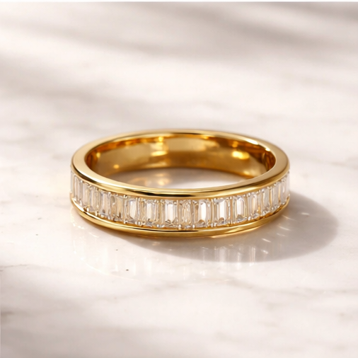 Baguette Cut Eternity Band in 18K Gold Plating