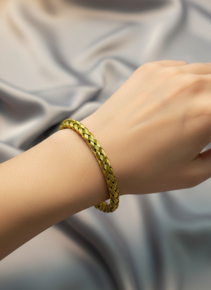 Elegant Braided Gold Wire Cuff