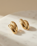 Double-Bar Curved Gold Studs