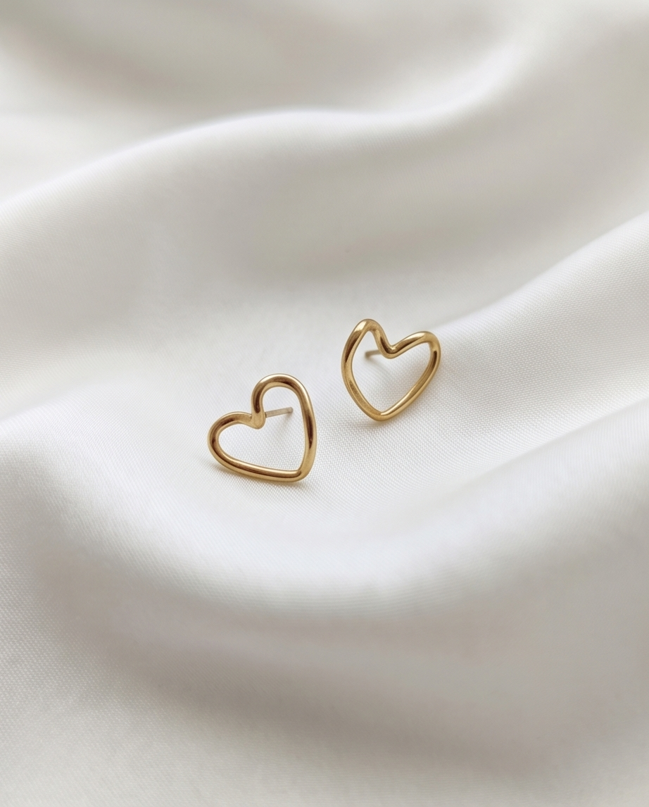 Melted Gold Heart Earrings