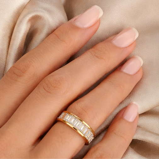 Baguette Cut Eternity Band in 18K Gold Plating