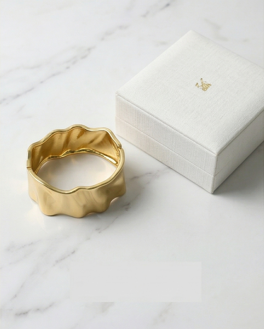 Molten Gold Wave Bangle