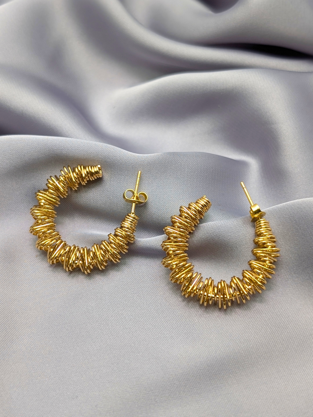 Wavy Gold Hoops Earrings