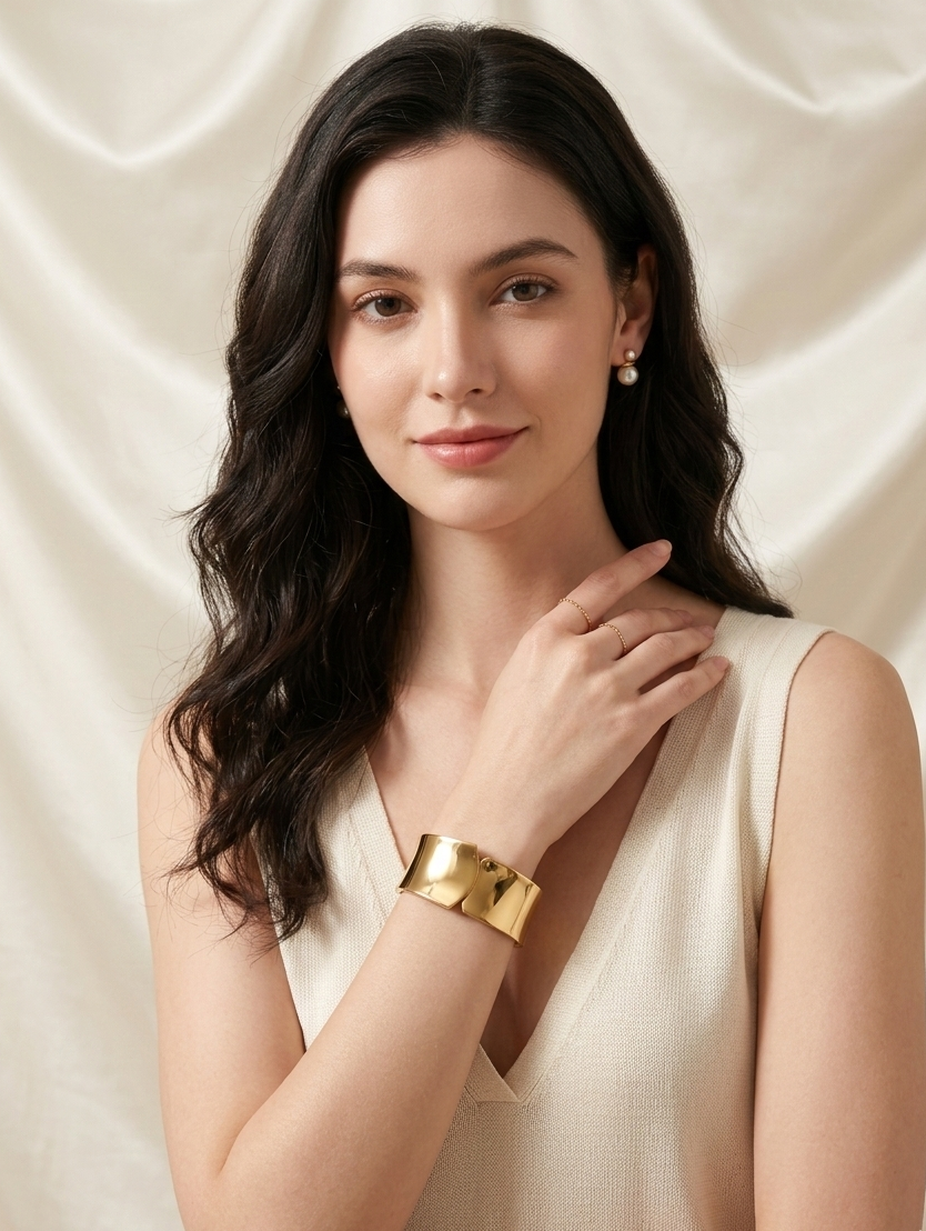 Sculptural Wide Gold Cuff