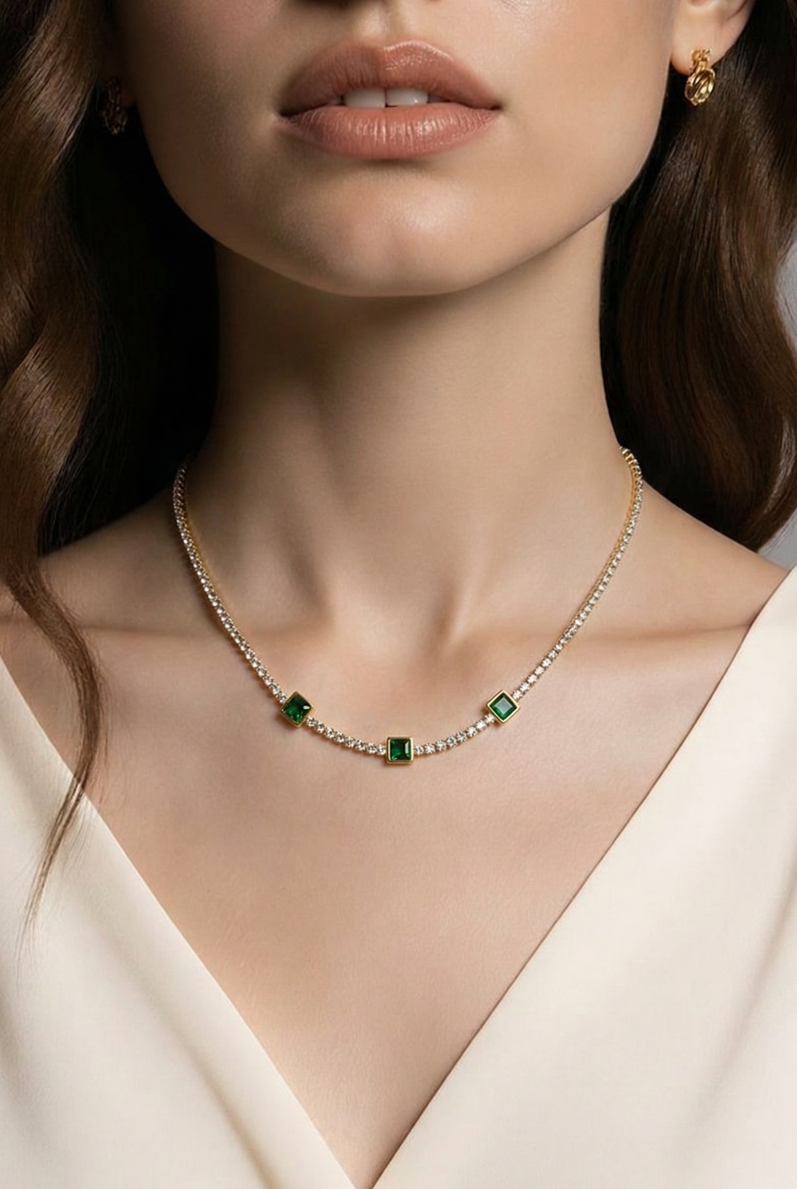Emerald Trio Tennis Necklace