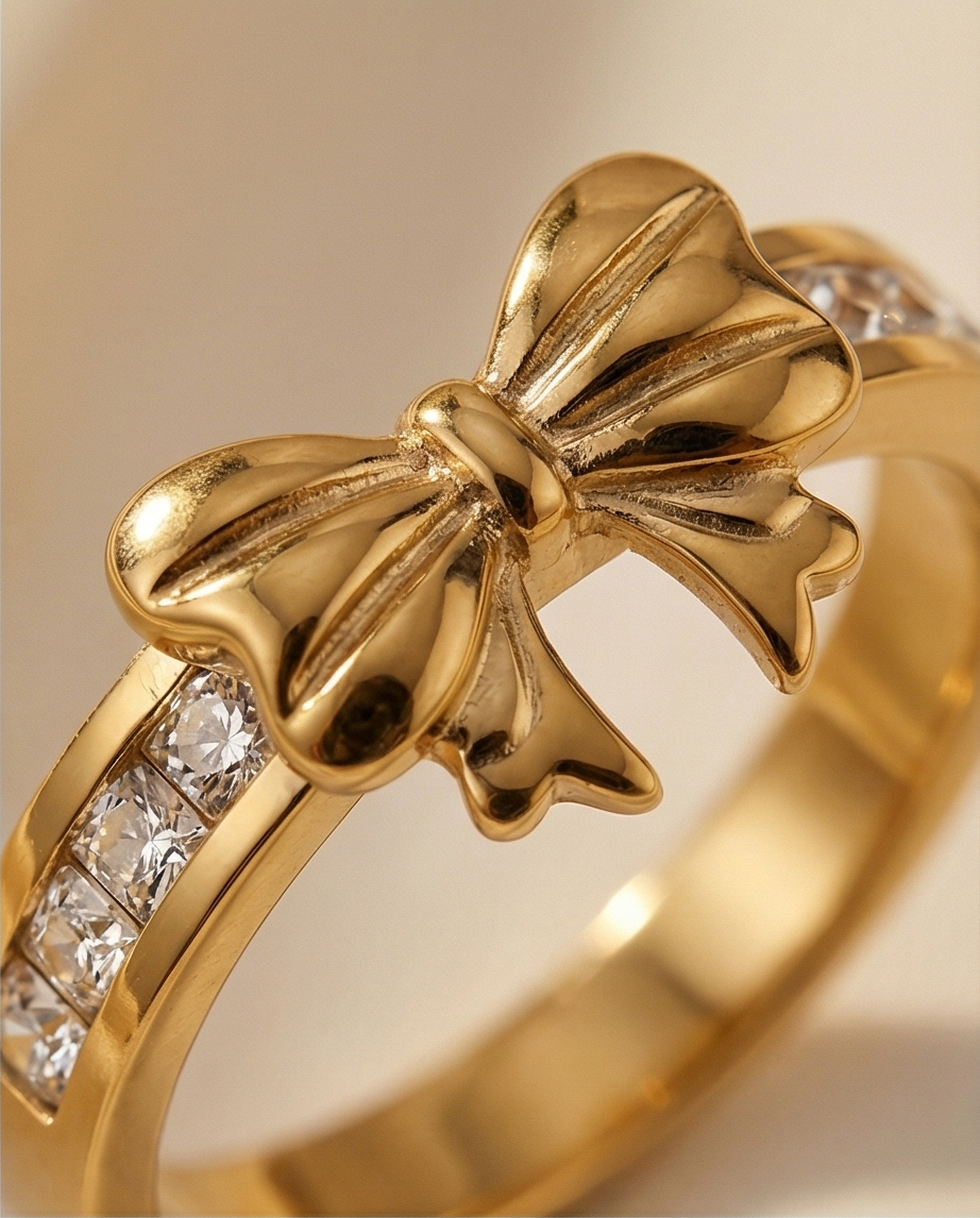 Crystal-Embellished Bow Ring