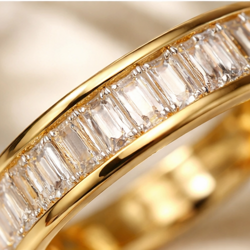 Baguette Cut Eternity Band in 18K Gold Plating