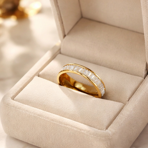 Baguette Cut Eternity Band in 18K Gold Plating
