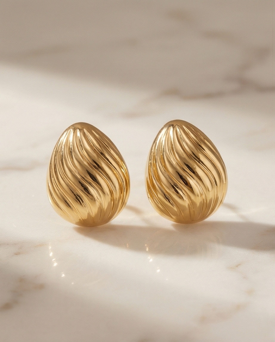 Golden Swirl Dome Earrings